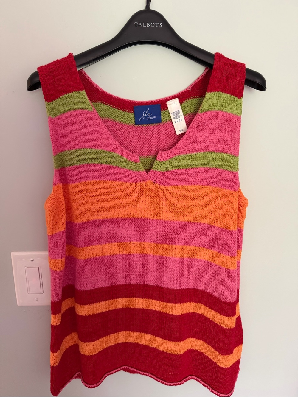 Multicolor Striped Knit Tank — Pink, Red, Orange, Green 1X